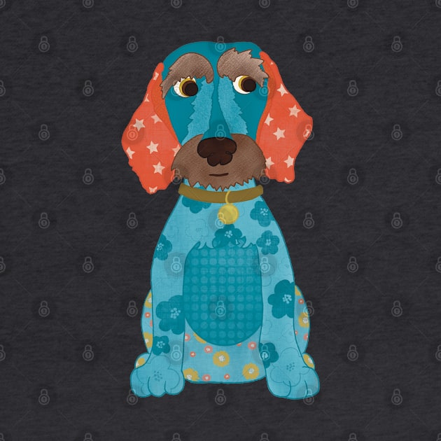 Dottie the Appliqué Dachshund Sausage Dog Puppy with florals and stars by NattyDesigns